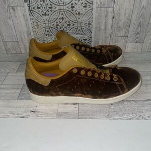 Adidas Stan smith velvet brown shoes men size 8 1/2